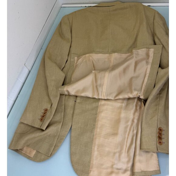 Luciano Barbera Blazer Jacket 42L Linen Wool Blend Bemberg Liner Made in Italy - Picture 5 of 11